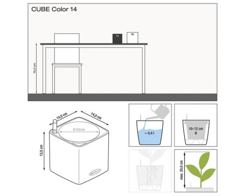 Умный вазон (кашпо и горшок) Lechuza Cube Color 14 Серый для цветов и растений