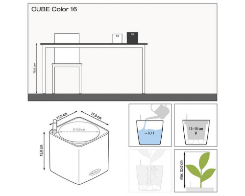 Умный вазон (кашпо и горшок) Lechuza Cube Color 16 Серый для цветов и растений