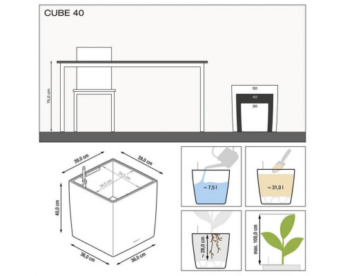 Умный вазон (кашпо и горшок) Lechuza Cube Premium 40 Белый для цветов и растений