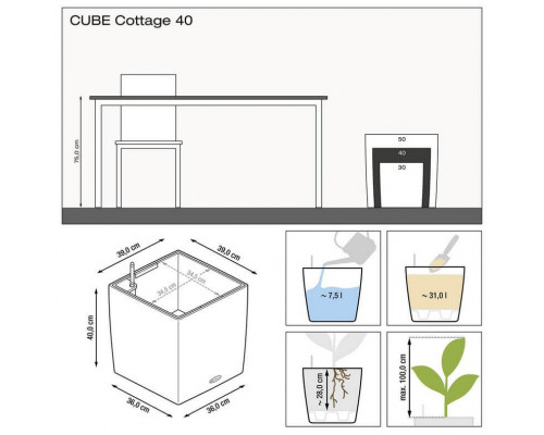 Умный вазон (кашпо и горшок) Lechuza Cube Cottage 40 Светло-серый для цветов и растений