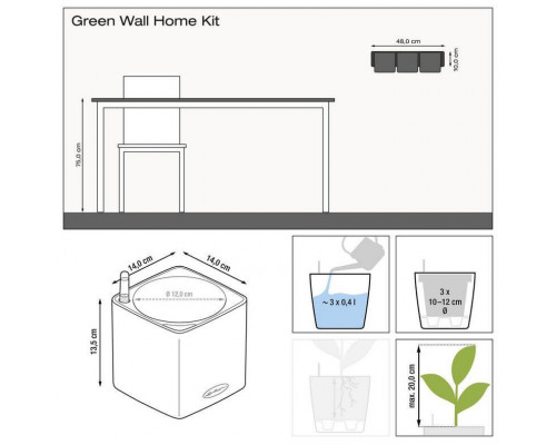 Умный вазон (кашпо и горшок) Green Wall Home Kit Glossy Антрацит для цветов и растений