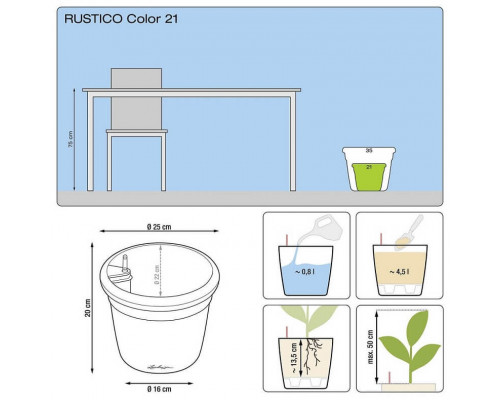 Умный вазон (кашпо и горшок) Lechuza Rustico Color 21 Белый для цветов и растений